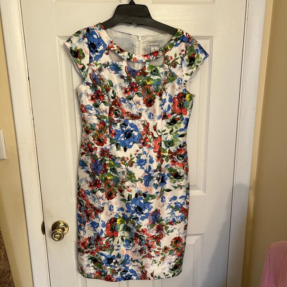 NWT Liz Claiborne women's multi color Dress Sz 6 summer office wear occasion - Picture 2 of 7
